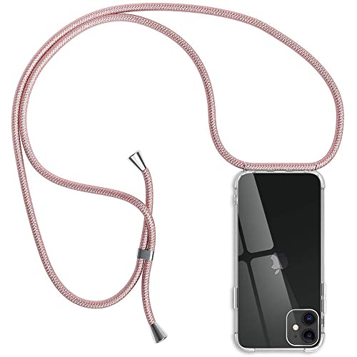 Handykette kompatibel iPhone 11, Hülle Silikon Handyhülle mit Band, Durchsichtige Smartphone TPU Hülle mit Kordel Necklace, Rosyheart Ultra Dünn Schutzhülle Case zum Umhängen für iPhone 11 von RosyHeart-eu