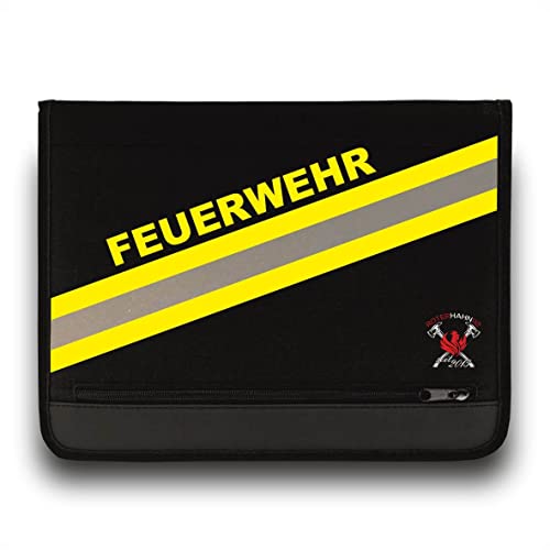 Feuerwehr Schreibmappe/mit Feuerwehr/Einsatzorganizer HuPf Style mit Reflexstreifen auch für THW Rettungsdienst von Roter Hahn 112