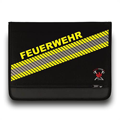 Feuerwehr Schreibmappe 3M Scotchlite/mit Feuerwehr/Einsatzorganizer HuPf Style mit Reflexstreifen auch für THW Rettungsdienst von Roter Hahn 112