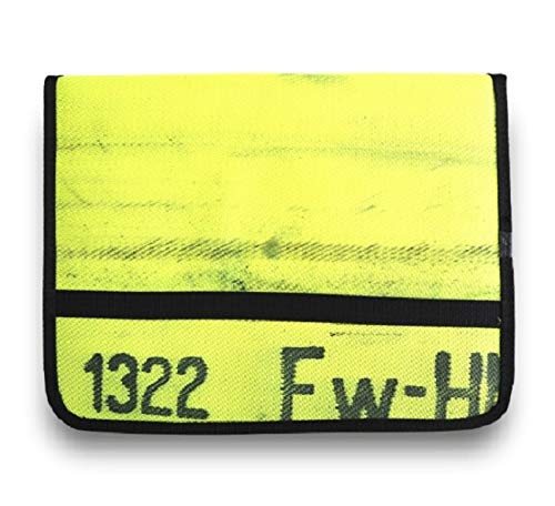 Roter Hahn 112 Hochwertige Feuerwehr Schreibmappe Organizer Konferenzmappe aus gebrauchtem Feuerwehrschlauch NEON GELB/NEON LINE von Roter Hahn 112