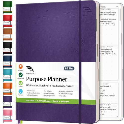 Roterunner Zweckplaner, Notizbuch, B5, 19,1 x 24,9 cm, undatiert, 2025, täglich, wöchentlich und monatlich, Produktivitätszielsetzungswerkzeug für Arbeit, Zuhause, ADHS-Planer für Erwachsene Roterunner Zweckplaner, Notizbuch, B5, 19,1 x 24,9 cm, undatiert, 2025, täglich, wöchentlich und monatlich, Produktivitätszielsetzungswerkzeug für Arbeit, Zuhause, ADHS-Planer für Erwachsene von Roterunner