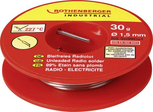 Rothenberger Industrial Bleifreies Radiolot 30g Lötzinn, bleifrei SN99Cu1 von Rothenberger Industrial