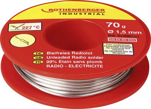 Rothenberger Industrial Bleifreies Radiolot 70g Lötzinn, bleifrei SN99Cu1 von Rothenberger Industrial