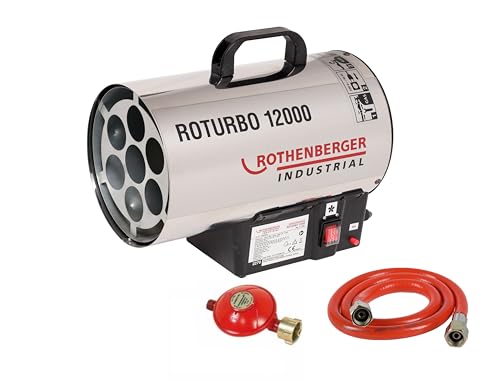 ROTHENBERGER Industrial Gas – Heiz – Kanone/Gebläse RoTurbo 12000 inkl. Piezo-Zündung, Schlauch und Regler, 13,3 kW, 1500000050 von Rothenberger