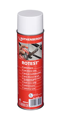 ROTHENBERGER Industrial RoTest Lecksuchspray 400 ml | Schnelles und sicheres Auffinden von Leckagen | Lecksucher | Auffinden von Undichtigkeiten an Gasleitungen & Druckleitungen 65000 von Rothenberger