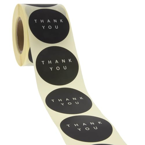 500x Aufkleber 'Thank You' Schwarz 50mm - Sticker - Verschlussetiketten - Siegel Aufkleber - Etiketten von Rotim.nl