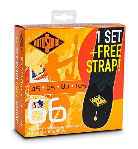 RS 66 LD Value Pack Saitensatz 45 - 105 für E-Bass mit Strap von Rotosound