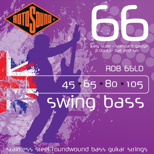 Rotosound Edelstahlsaiten für E-Bass, Runddraht, Double Ball-End, Standardstärke 45 65 85 105 von Rotosound