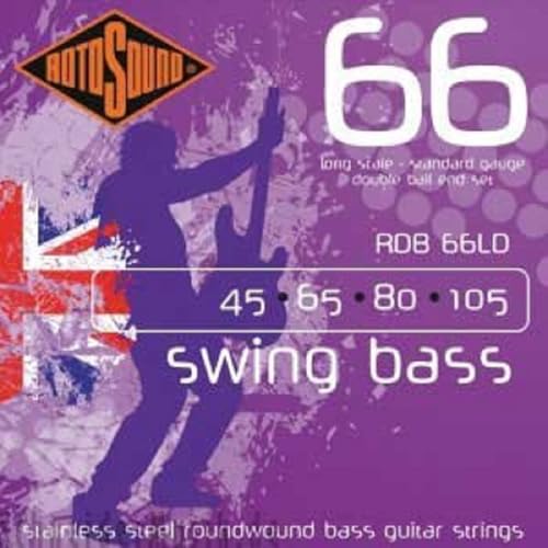 Rotosound Edelstahlsaiten für E-Bass, Runddraht, Double Ball-End, Standardstärke 45 65 85 105 von Rotosound