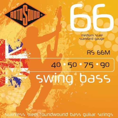 Rotosound Edelstahlsaiten für E-Bass, Runddraht, Standardstärke Medium 40 50 75 90 von Rotosound