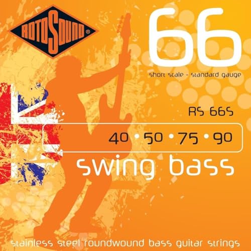 Rotosound Edelstahlsaiten für E-Bass, Runddraht, kurze Mensur, Standardstärke 40 50 75 90 von Rotosound