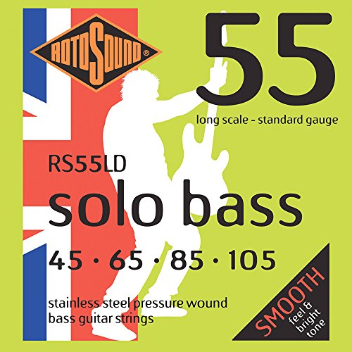 Rotosound Edelstahlsaiten für E-Bass, gewalzte Wicklung, Standardstärke 45 65 85 105 von Rotosound