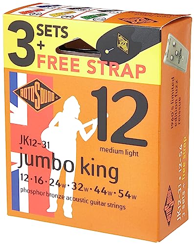 Rotosound JK12–31 F Akustische Gitarrensaiten mit Gurt (3er-Pack) von Rotosound