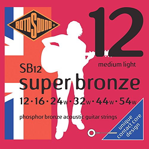 Rotosound SB Super Bronze Piano-String Akustikgitarre Phosphor Bronze Satz Medium Light 12-54 SB12 Rotosound SB Super Bronze Piano-String Akustikgitarre Phosphor Bronze Satz Medium Light 12-54 SB12 von Rotosound
