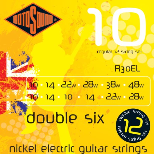 Rotosound Nickelsaiten für 12-saitige E-Gitarren, Regular, Stärke 10-10, 14-14, 22-10, 28-14, 38-22, 48-28 von Rotosound