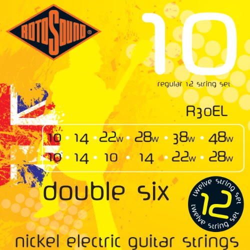 Rotosound Nickelsaiten für 12-saitige E-Gitarren, Regular, Stärke 10-10, 14-14, 22-10, 28-14, 38-22, 48-28 Rotosound Nickelsaiten für 12-saitige E-Gitarren, Regular, Stärke 10-10, 14-14, 22-10, 28-14, 38-22, 48-28 von Rotosound