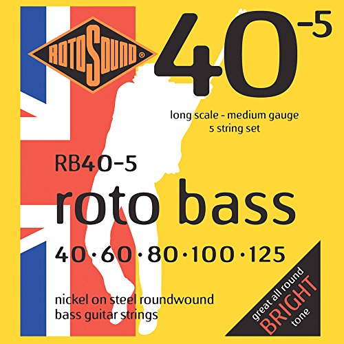 Rotosound Nickelsaiten für Bässe Runddraht Medium 40 60 80 100 125 von Rotosound