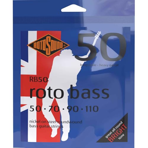 Rotosound Nickelsaiten für E-Bass, Runddraht, Stärke Heavy 50 70 90 110 von Rotosound