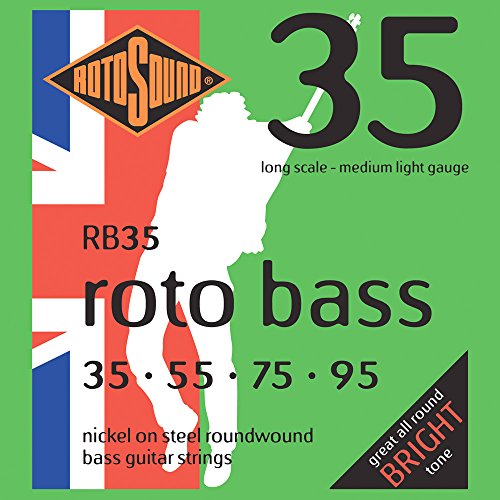 Rotosound Nickelsaiten für E-Bass, Runddraht, Stärke Medium Light 35 55 75 95 von Rotosound
