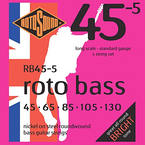 Rotosound Nickelsaiten für E-Bass, Runddraht, Standardstärke 45 65 85 105 130 Rotosound Nickelsaiten für E-Bass, Runddraht, Standardstärke 45 65 85 105 130 von Rotosound