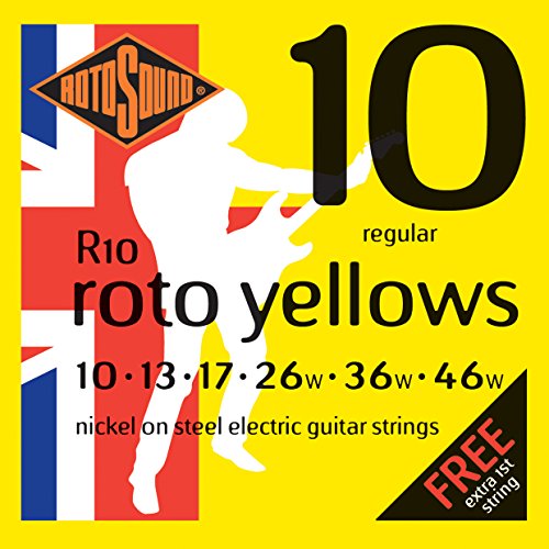 Rotosound Nickelsaiten für E-Gitarren, Regular, Stärke 10 13 17 26 36 46 von Rotosound