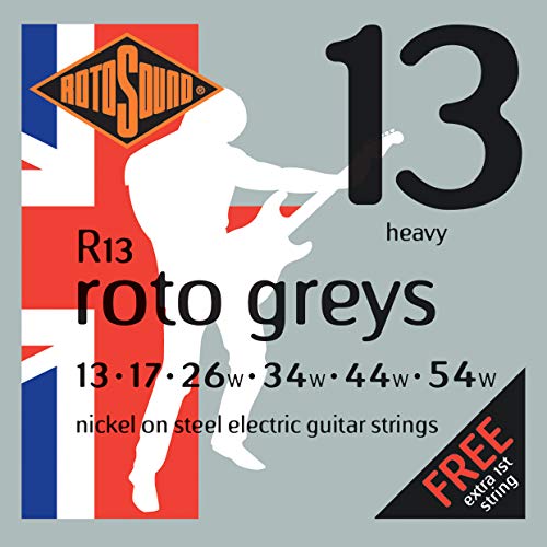 Rotosound Nickelsaiten für E-Gitarren, Stärke Heavy 13 17 26 34 44 54 von Rotosound