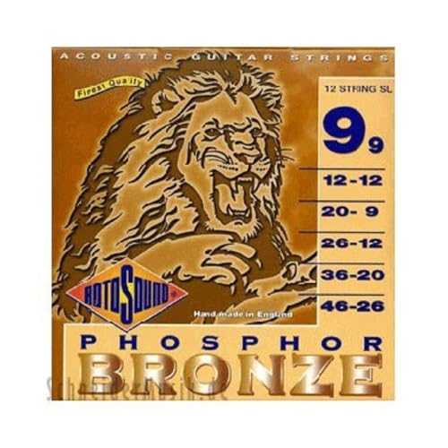 Rotosound Phosphor-Bronze Saiten für 12-saitige Akustikgitarren, Stärke Extra Light 10-10, 14-14, 24-8, 30-12, 40-18, 48-28 von Rotosound