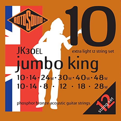 Rotosound Phosphor-Bronze Saiten für 12-saitige Akustikgitarren, Stärke Super Light 9-9, 12-12, 20-9, 26-12, 36-20, 46-26 Rotosound Phosphor-Bronze Saiten für 12-saitige Akustikgitarren, Stärke Super Light 9-9, 12-12, 20-9, 26-12, 36-20, 46-26 von Rotosound