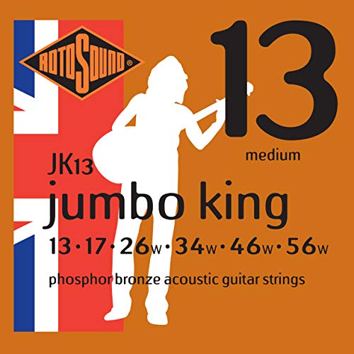 Rotosound Phosphor-Bronze Saiten für Akustikgitarren, Stärke Medium 13 17 26 34 46 56 von Rotosound