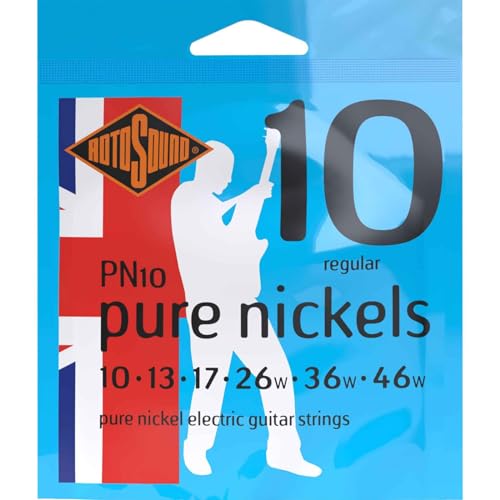 Rotosound Pure Nickel Saiten für E-Gitarren, Regular, Stärke 10 13 17 26 36 46 von Rotosound