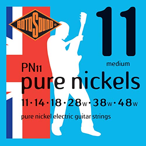 Rotosound Pure Nickel Saiten für E-Gitarren, Stärke Medium 11 14 18 28 38 48 von Rotosound