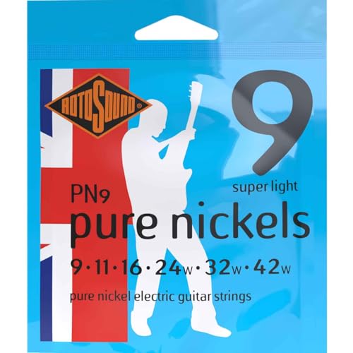 Rotosound Pure Nickel Saiten für E-Gitarren, Stärke Super Light 9 11 16 24 32 42 Rotosound Pure Nickel Saiten für E-Gitarren, Stärke Super Light 9 11 16 24 32 42 von Rotosound