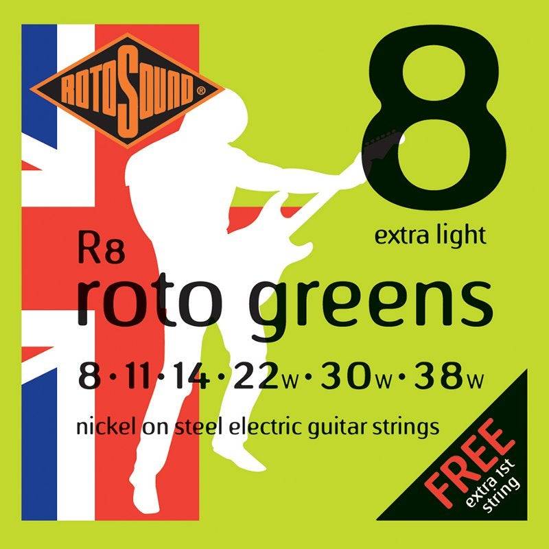 Rotosound R8 Roto Greens Set E-Gitarren-Saitensatz 008 - 038w von Rotosound