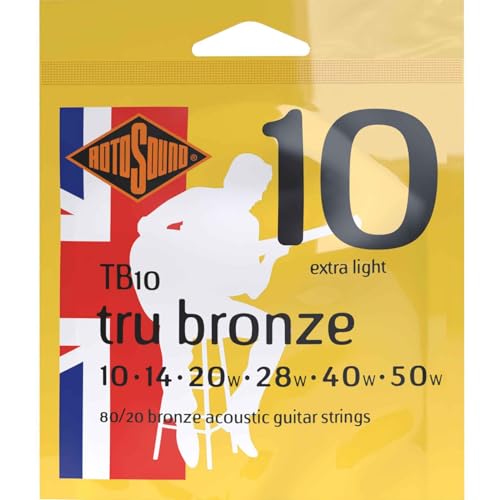 Rotosound Saiten für Akustikgitarren 80/20 Bronze Extra Light 10 14 20 28 40 50 von Rotosound