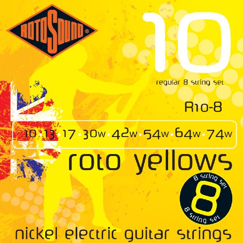 Rotosound Saiten für E-Gitarre Roto Nickel plated 8-str. YELLOWS R10-8 Regular 10-74 von Rotosound