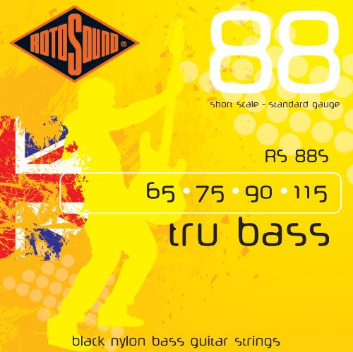 Rotosound Schwarze Nylonsaiten für E-Bass, Flachdraht, Standardstärke 65 75 90 115 von Rotosound