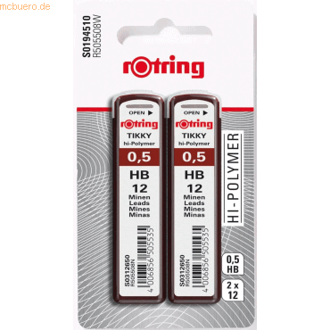 20 x Rotring Feinminen 0,5mm HB VE=2x12 Stück von Rotring