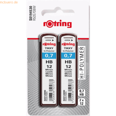 20 x Rotring Feinminen 0,7mm HB VE=2x12 Stück von Rotring