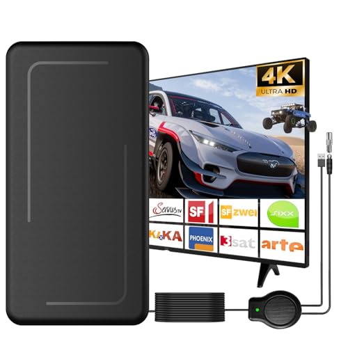 Roujune DVBT2 Antenne, Zimmerantenne DVB-T & DVB-T2 Antennen mit Verstärker, Zimmerantenne für Fernseher mit Großer Reichweite und 360° Empfang, Geeignet für 1080p 4K & Alle TV-Geräte Roujune DVBT2 Antenne, Zimmerantenne DVB-T & DVB-T2 Antennen mit Verstärker, Zimmerantenne für Fernseher mit Großer Reichweite und 360° Empfang, Geeignet für 1080p 4K & Alle TV-Geräte von Roujune