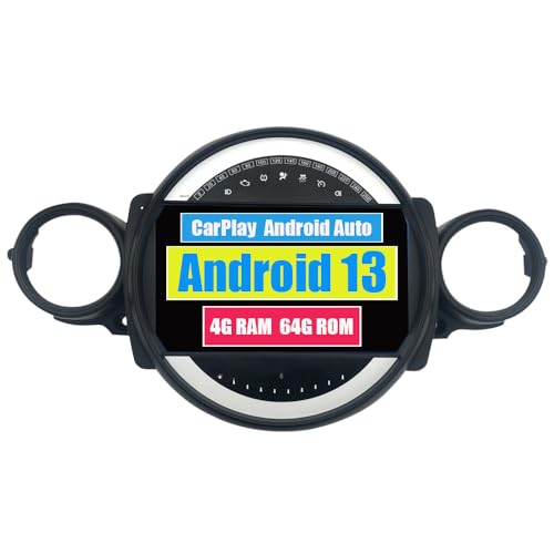 RoverOne Autoradio CarPlay Haupteinheit für BMW Mini Cooper R56 R60 2007-2014 Android Auto Touchscreen Sat Navi Bluetooth WiFi Radio Player (A-Modell) von RoverOne