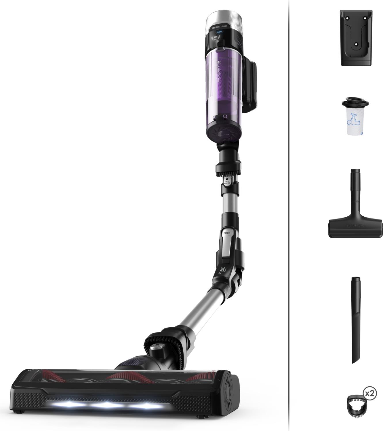 Rowenta RH2037 2-in-1-Stabstaubsauger Akku Trocken Beutellos 0,4 l 250 W Schwarz - Violett (RH2037) von Rowenta