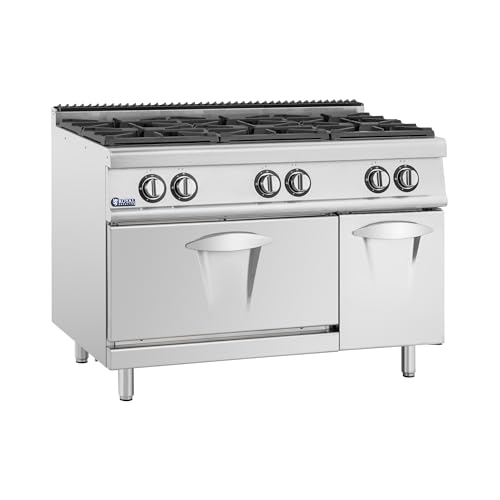 Royal Catering Gasherd mit Gasbackofen & Unterschrank 27,6 kW 6 Brenner Edelstahl entnehmbare Brennermulden Propangas LPG Erdgas Flammensperre Dunstabzug Gas-Standherd mit Backofen Propangasherd Royal Catering Gasherd mit Gasbackofen & Unterschrank 27,6 kW 6 Brenner Edelstahl entnehmbare Brennermulden Propangas LPG Erdgas Flammensperre Dunstabzug Gas-Standherd mit Backofen Propangasherd von Royal Catering