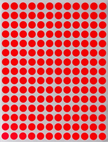 Bunte Sticker Neon Rot 8 mm runde Aufkleber – 0,8 cm Klebepunkte 2700 Stück von Royal Green von Royal Green