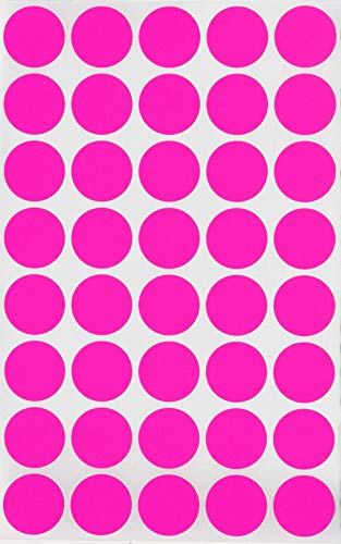 Klebepunkte Neon Pink 19 mm runde Aufkleber – 1,9 cm Sticker 600 Stück von Royal Green von Royal Green