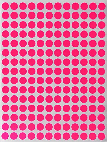 Royal Green Aufkleber Neon Pink 8 mm runde Punkt Sticker – 0,3 Zoll Klebepunkte im 900 Pack von Royal Green