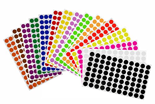 Sticker Bunt 15 mm runde Aufkleber – 1,5 cm Klebepunkte 1155 Stück von Royal Green von Royal Green