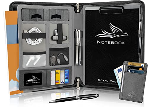 Royal Phoenix® Business Schreibmappe A4 'Eagle' - Hochwertige Dokumentenmappe mit Tablet Halterung - inkl. Kreditkartenetui + EXTRAS - Business Organizer aus hochwertigem Kunstleder Schwarz von Royal Phoenix