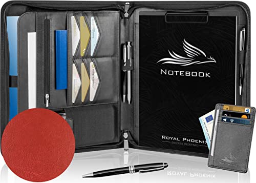 Royal Phoenix® Business Schreibmappe A4 'Raven' - Hochwertige Konferenzmappe mit Doppel Reißverschluss - inkl. Kreditkartenetui + weiteren EXTRAS - Arbeitsmappe aus hochwertigem Kunstleder in Rubinrot von Royal Phoenix
