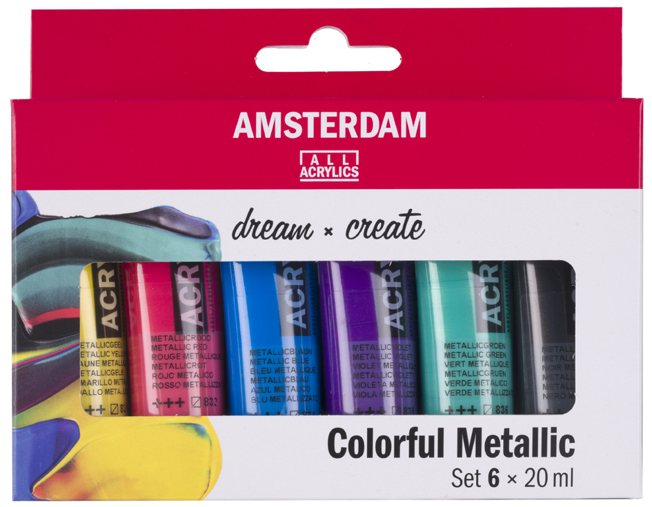 ROYAL TALENS Acrylfarbe AMSTERDAM Bunte Metallics, 6 x 20 ml ROYAL TALENS Acrylfarbe AMSTERDAM Bunte Metallics, 6 x 20 ml von Royal Talens