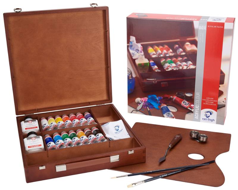 ROYAL TALENS Van Gogh Holzkoffer-Set Acrylfarben Inspiration von Royal Talens
